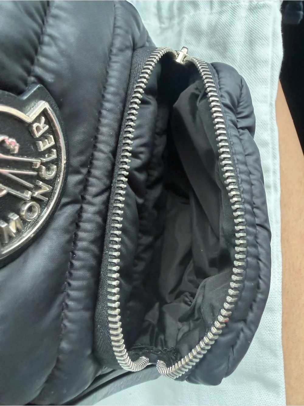 Moncler Black Quilted Mini Backpack with Logo Patch